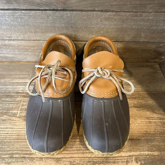 Womens L.L. Bean Brown Leather Rubber‎ Low Top Waterproof Snow Duck Boots Size 6 - Picture 3 of 6